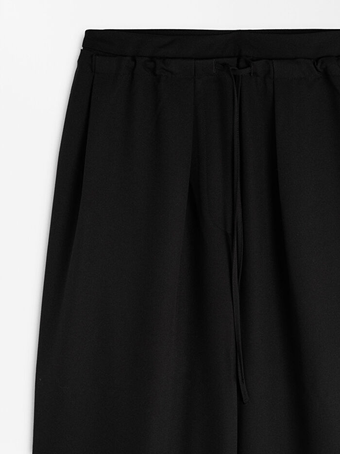 Düz Yün Karışımlı Pantolon
