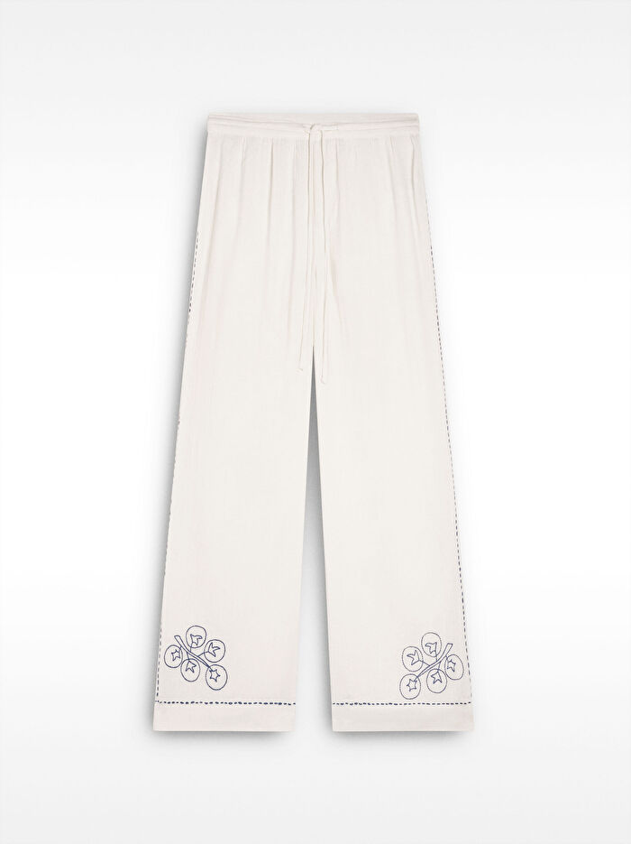 %100 Pamuk Nakışlı Pantolon