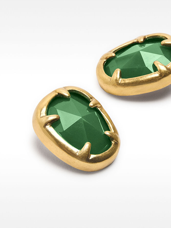 Geometrik Motifli Gold Küpe
