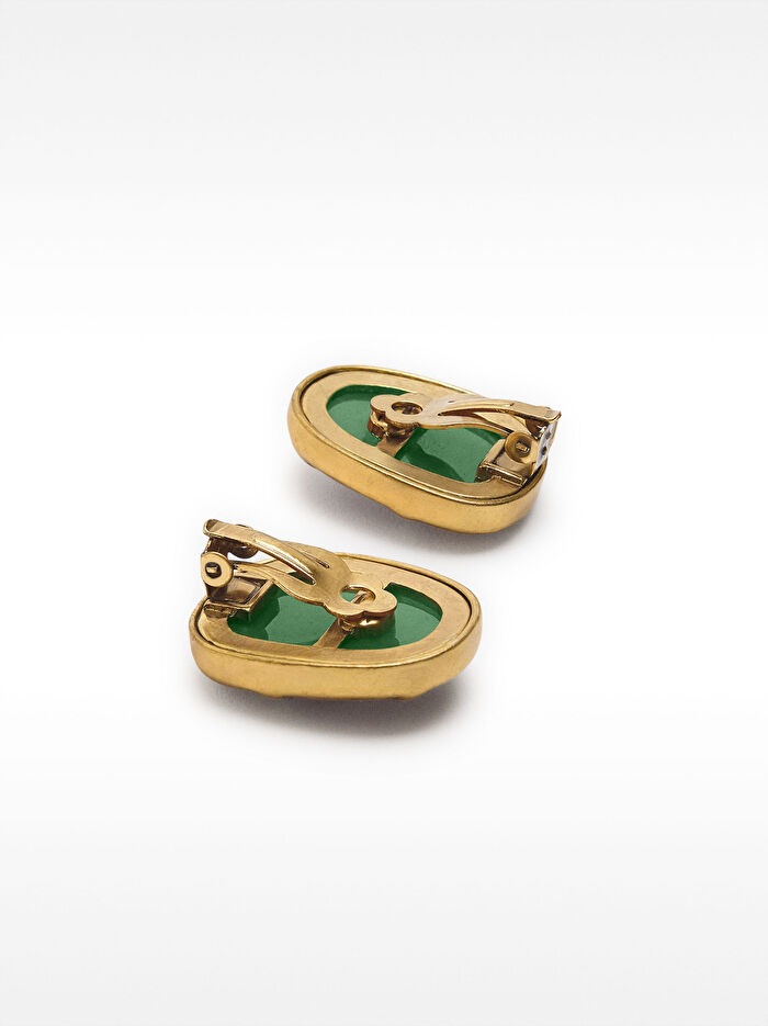 Geometrik Motifli Gold Küpe