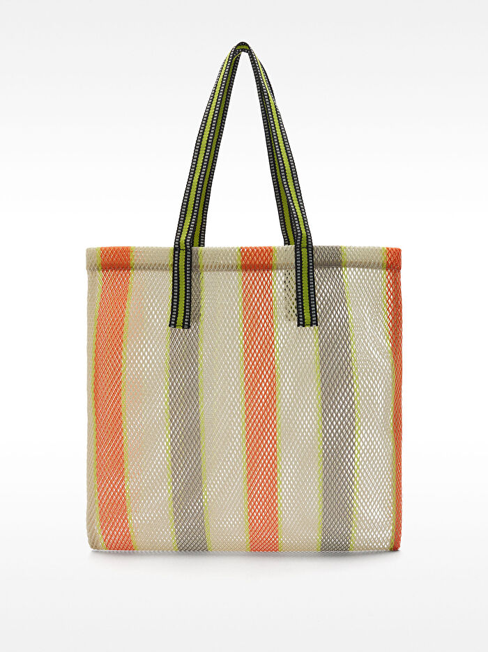 Fileli ve Çizgili Shopper Çanta
