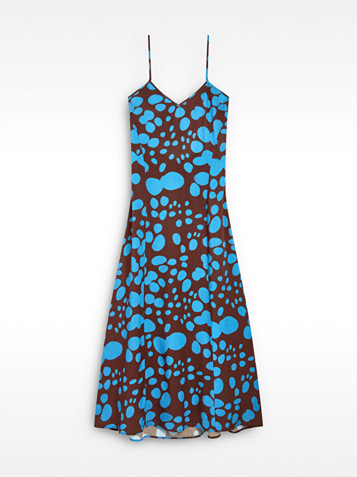 Askılı Uzun Desenli Elbise