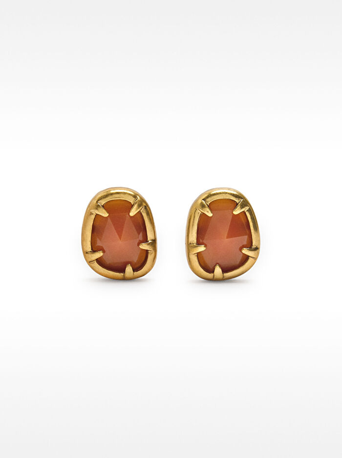 Geometrik Motifli Gold Küpe