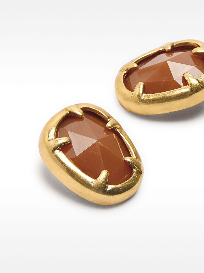 Geometrik Motifli Gold Küpe
