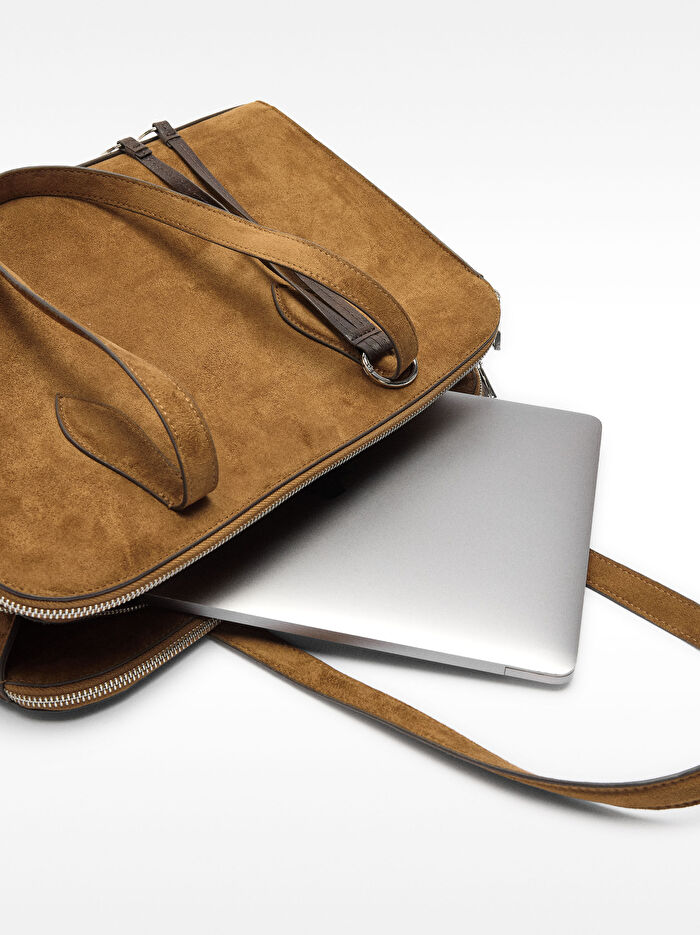 Deri Efektli Laptop Çanta