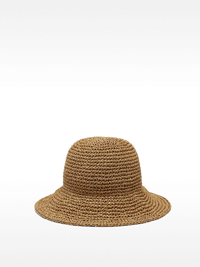 Hasır Efektli Bucket Şapka