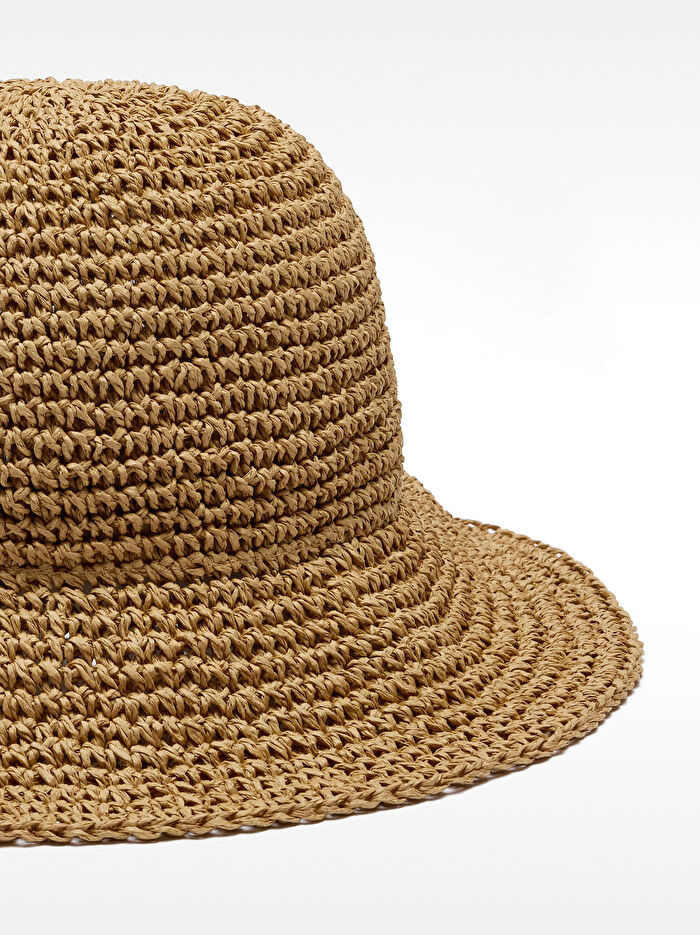 Hasır Efektli Bucket Şapka