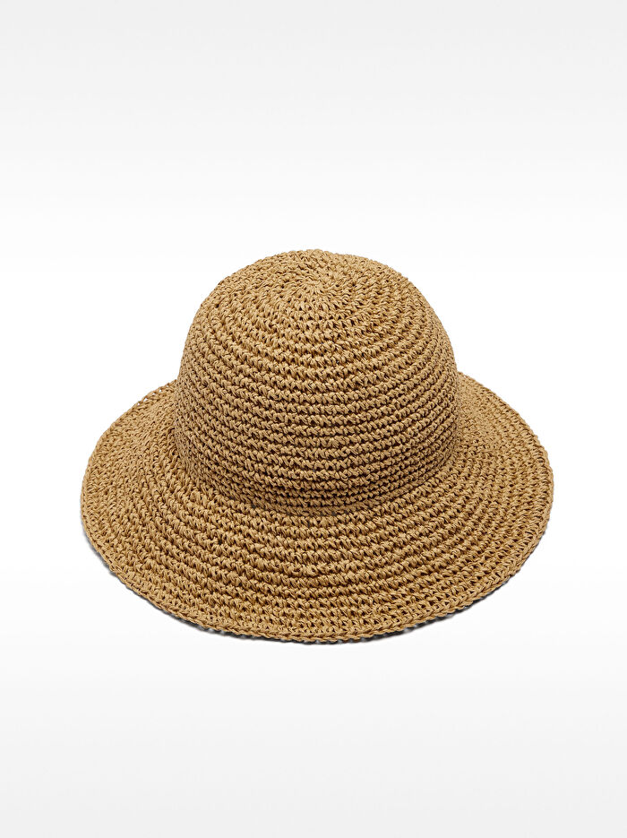 Hasır Efektli Bucket Şapka