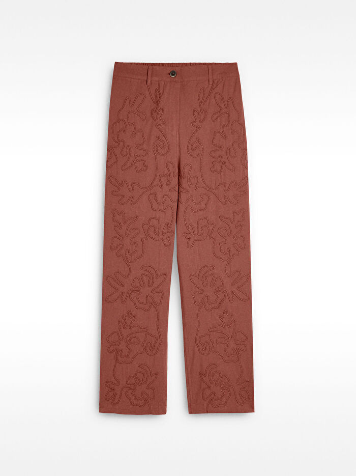 %100 Pamuk Nakışlı Pantolon