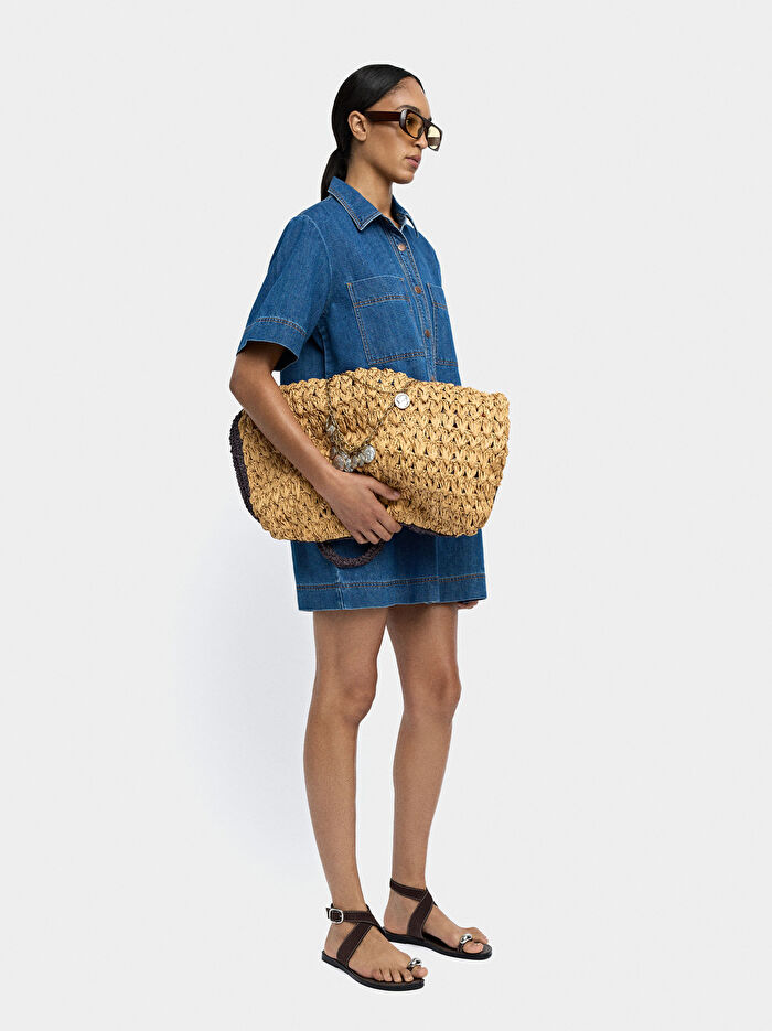 %100 Pamuk Denim Elbise