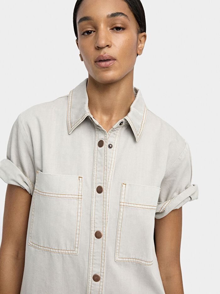 %100 Pamuk Denim Elbise