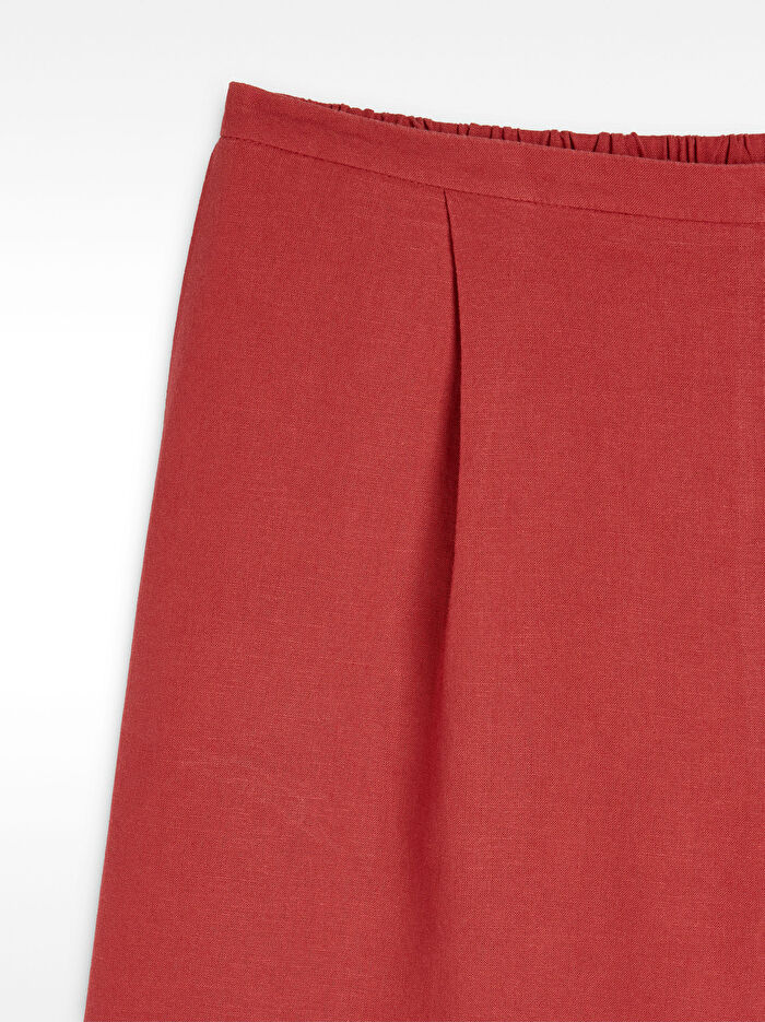 Keten Karışımlı Beli Lastikli Pantolon