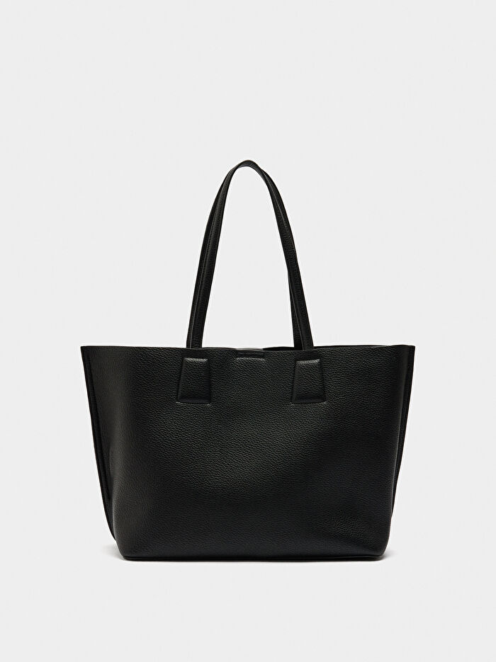 Deri Efektli Shopper Çanta