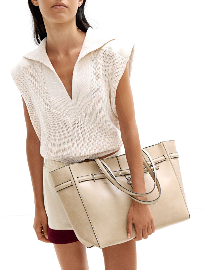 Çatlak Efektli Shopper Çanta