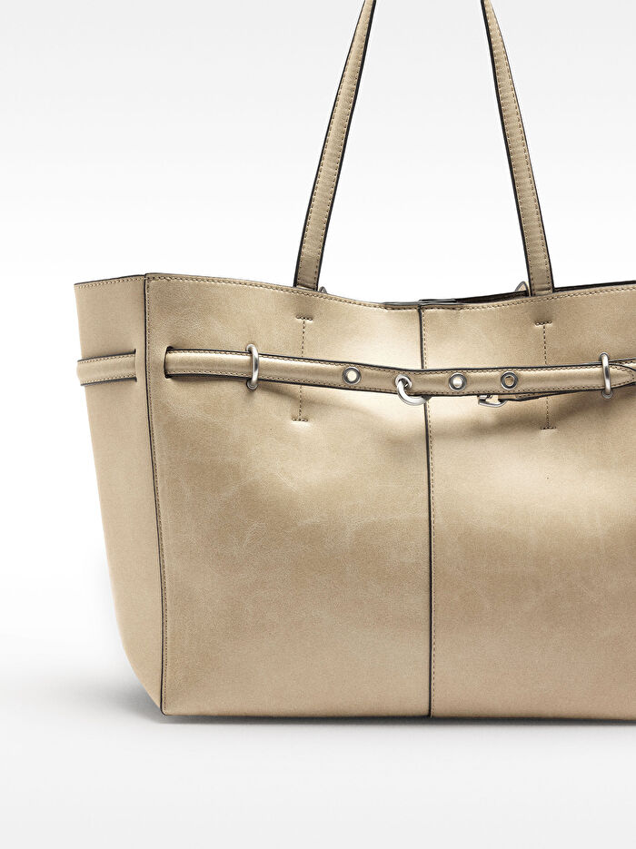 Çatlak Efektli Shopper Çanta