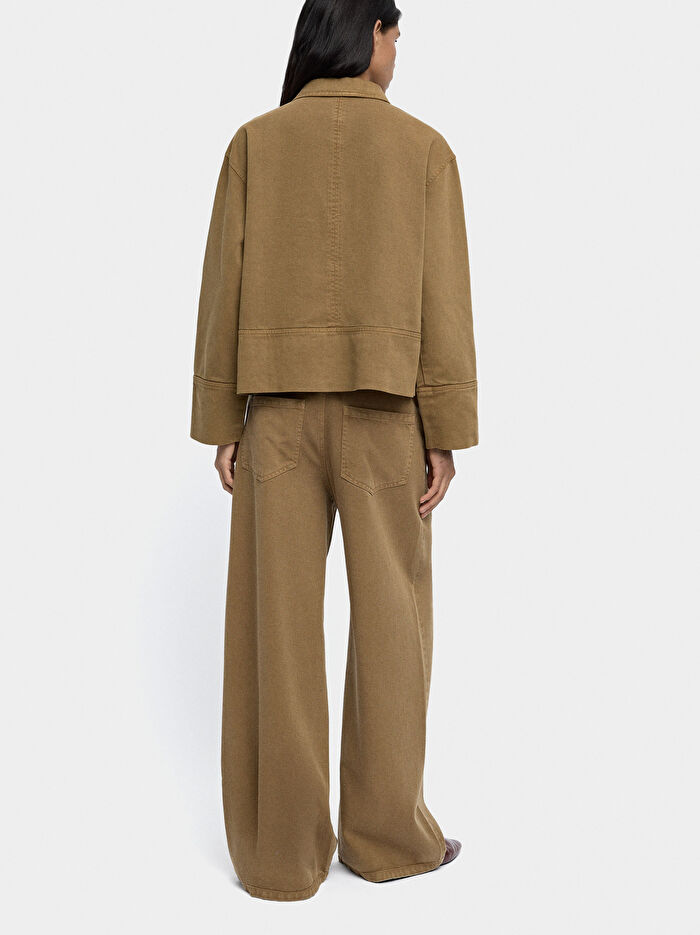 Kemerli Düz Denim Pantolon