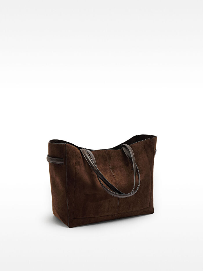 Deri Efektli Shopper Çanta
