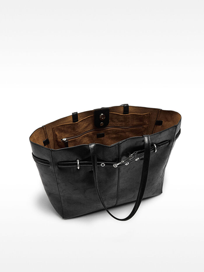 Çatlak Efektli Shopper Çanta