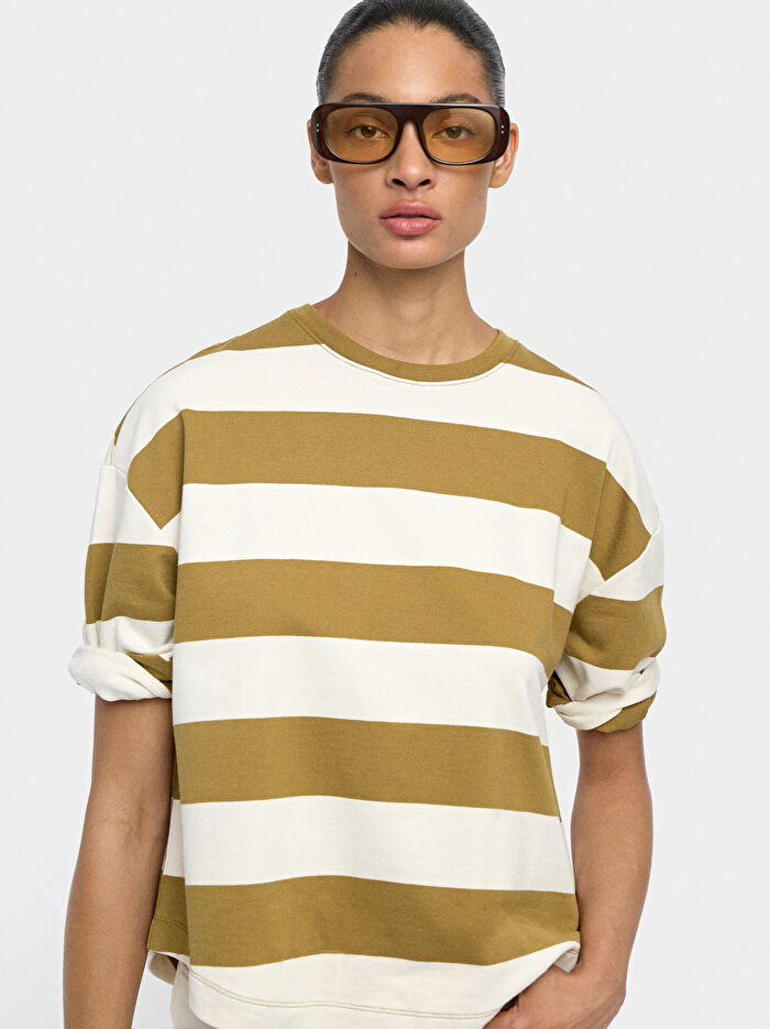 Çizgili T-Shirt %100 Pamuk