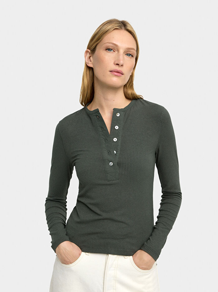 Uzun Kollu Nervürlü T-Shirt