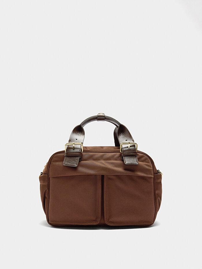 Askılı Tekink Kumaş Tote Çanta