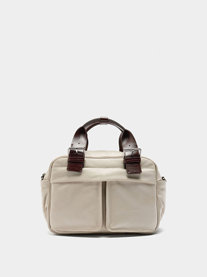 Askılı Tekink Kumaş Tote Çanta