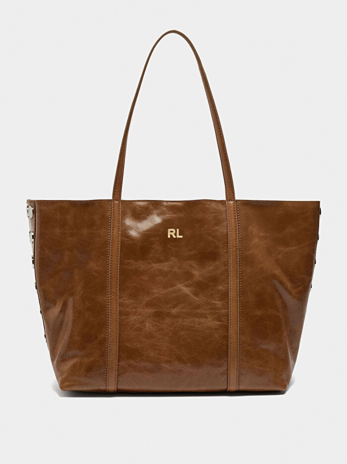 Zımba Detaylı Süet Deri Shopper Çanta
