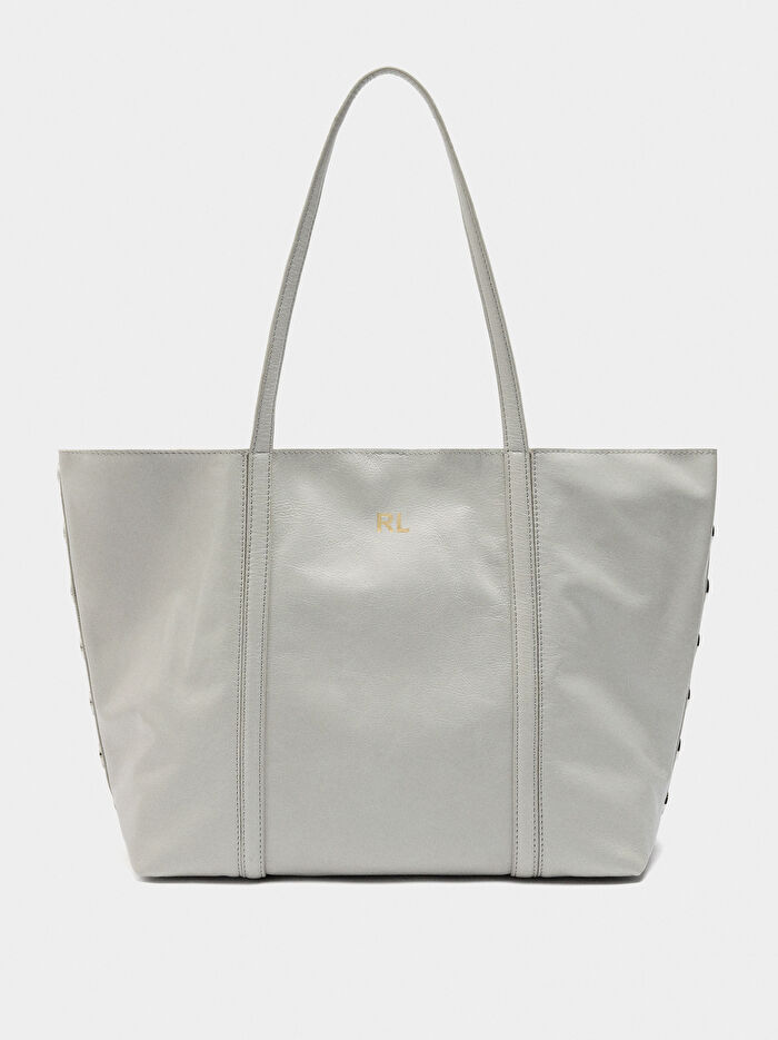 Zımba Detaylı Süet Deri Shopper Çanta