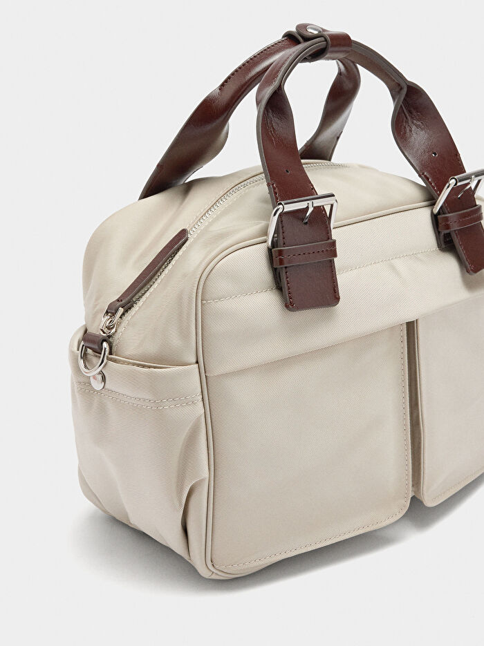Askılı Tekink Kumaş Tote Çanta