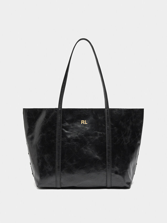 Zımba Detaylı Süet Deri Shopper Çanta