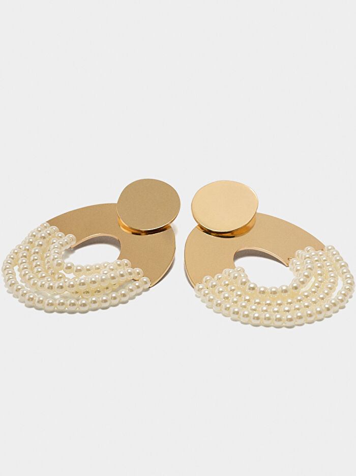 İnci Oval Küpe