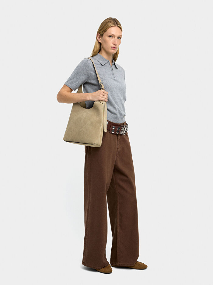 Süet Deri Omuz Çantası