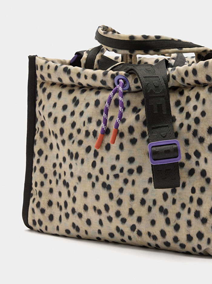 Desenli Teknik Kumaş Shopper Çanta
