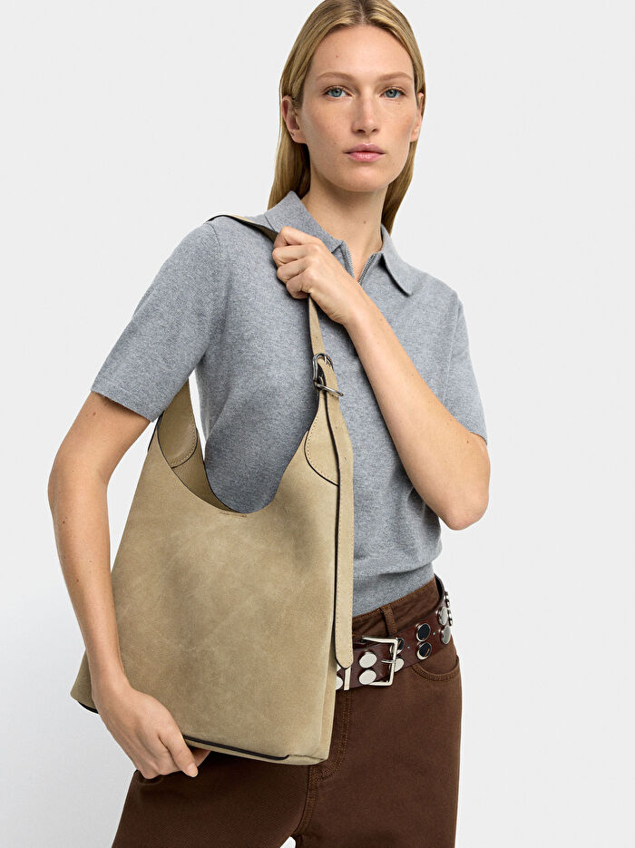 Süet Deri Omuz Çantası