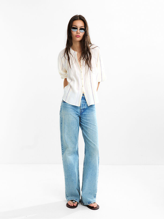 Çok Renkli Üst Dikiş Gömlek %100 Pamuk