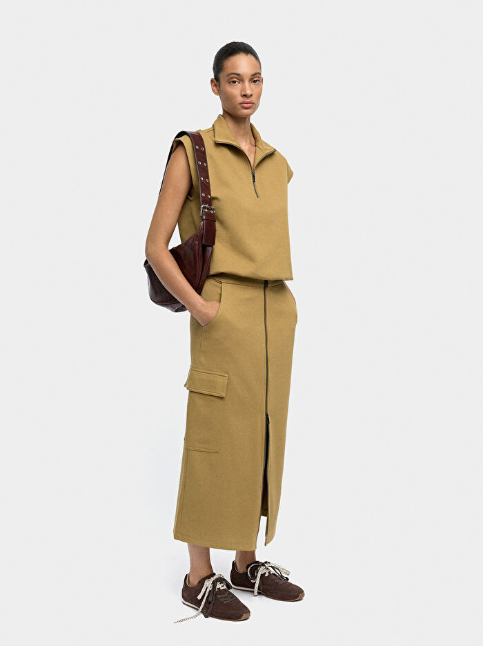 Önü Kapamalı Uzun Pamuklu Etek