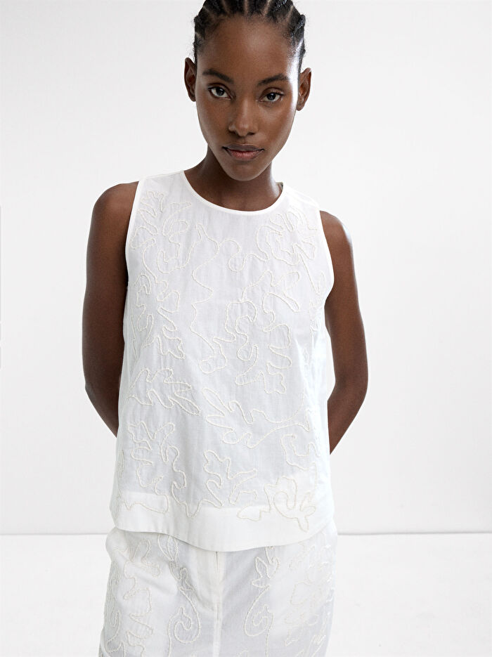 %100 Pamuk Nakışlı Üst