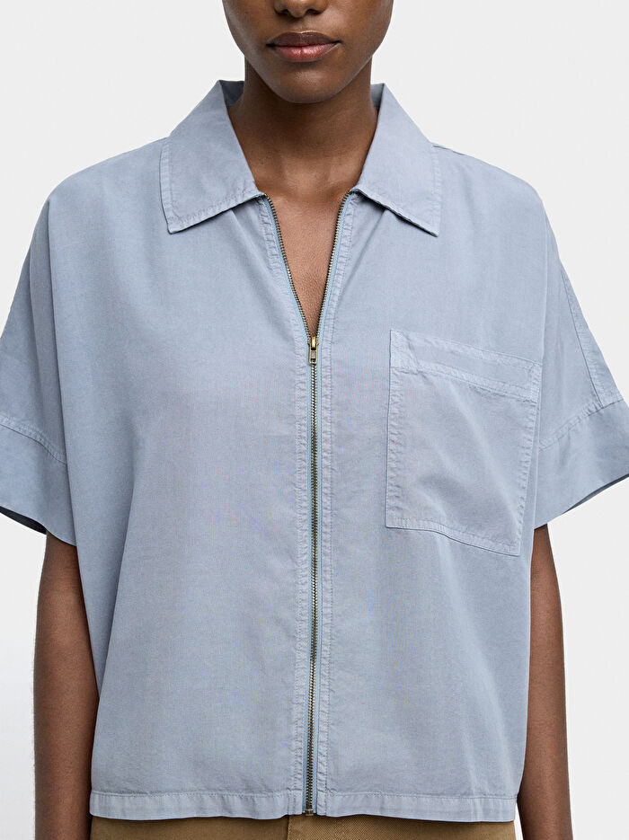 Fermuarlı Gömlek %100 Liyosel