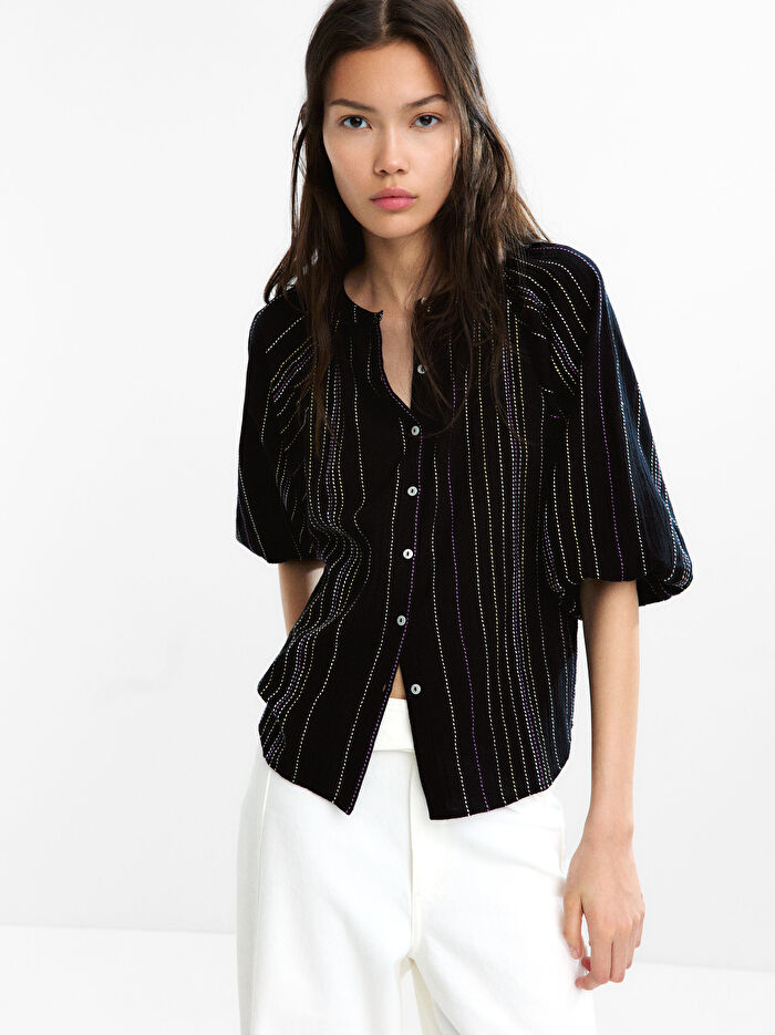 Çok Renkli Üst Dikiş Gömlek %100 Pamuk