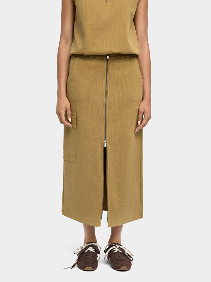 Önü Kapamalı Uzun Pamuklu Etek