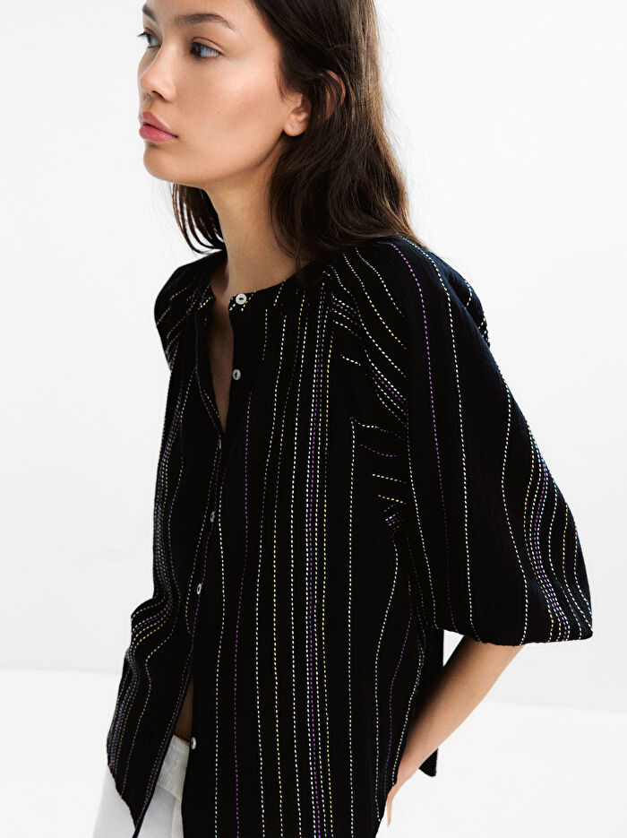 Çok Renkli Üst Dikiş Gömlek %100 Pamuk