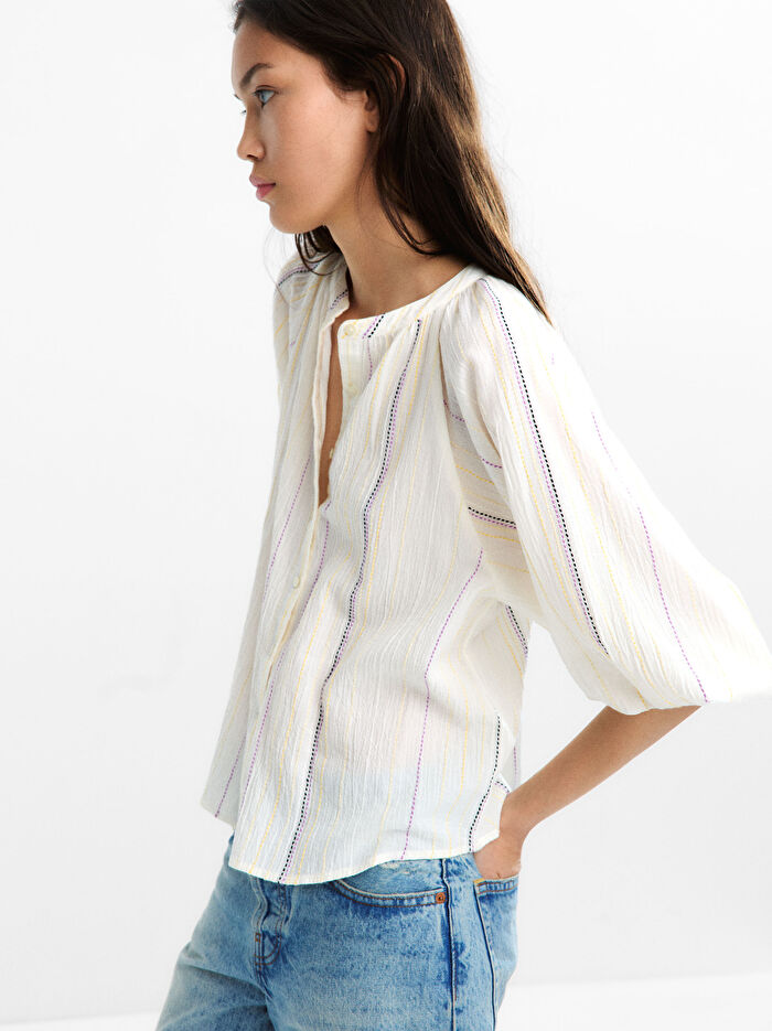 Çok Renkli Üst Dikiş Gömlek %100 Pamuk