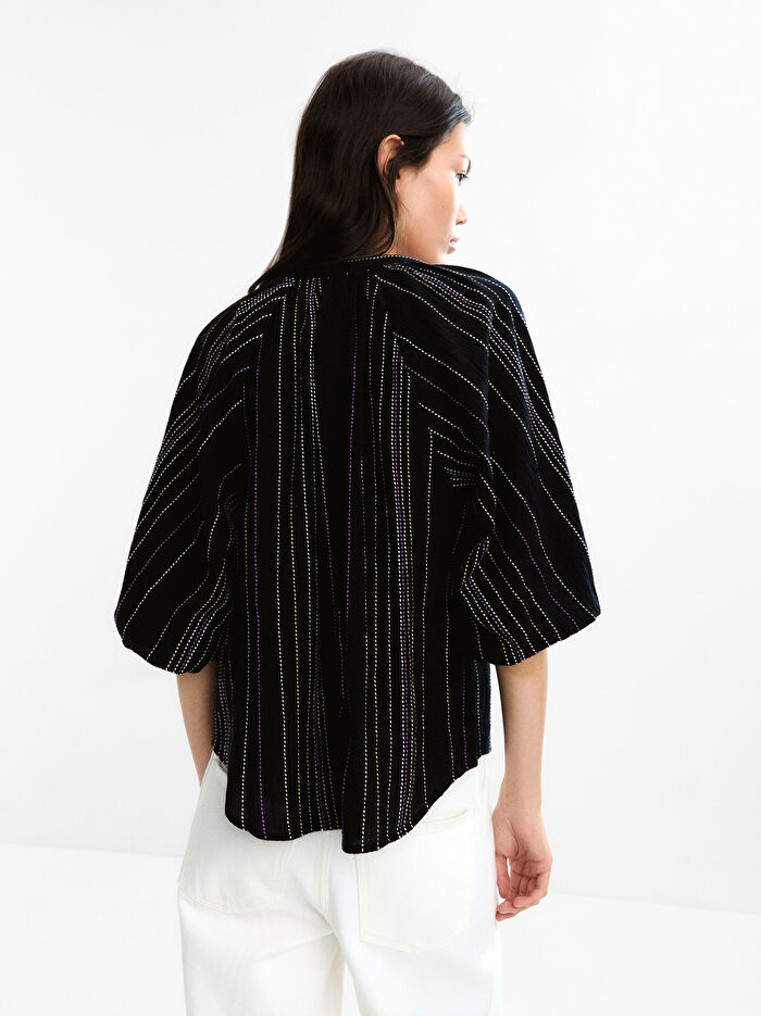 Çok Renkli Üst Dikiş Gömlek %100 Pamuk