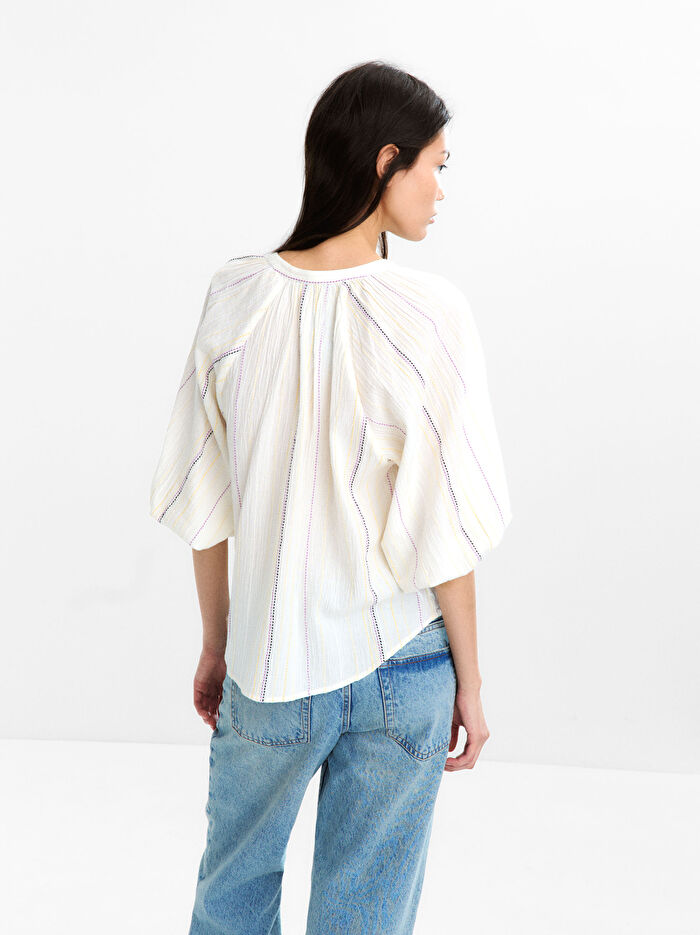 Çok Renkli Üst Dikiş Gömlek %100 Pamuk