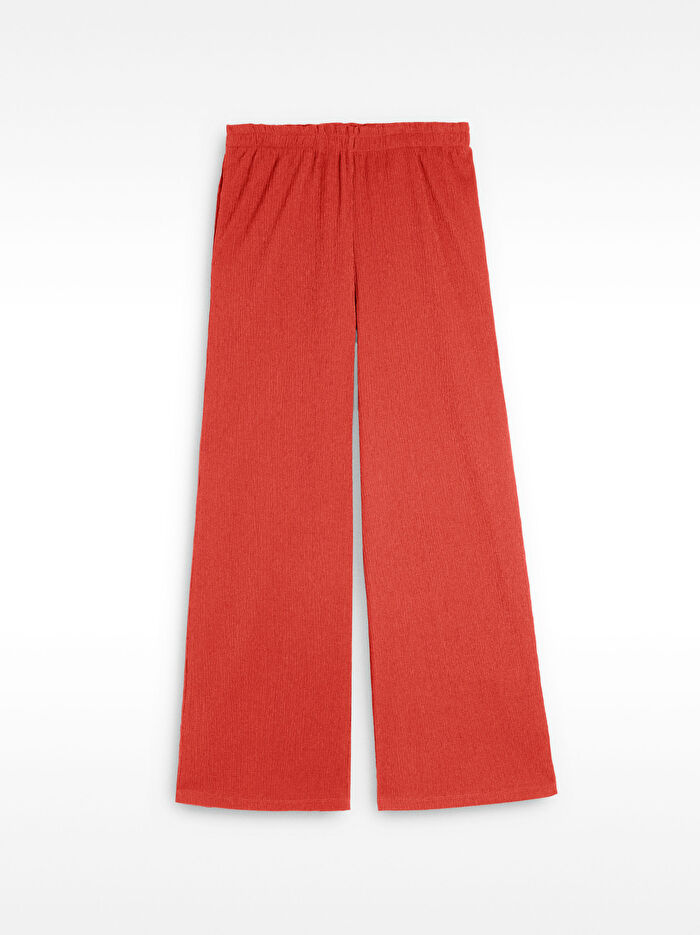 Elastik Bel Yapılı Dokulu Pantolon