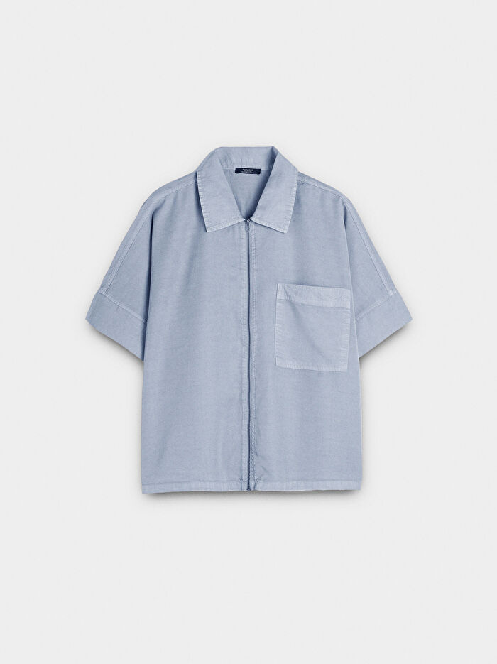 Fermuarlı Gömlek %100 Liyosel