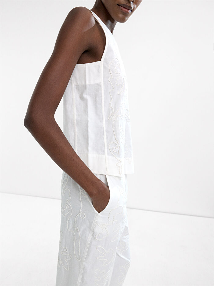 %100 Pamuk Nakışlı Üst