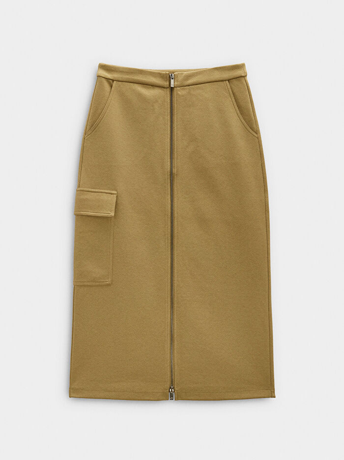 Önü Kapamalı Uzun Pamuklu Etek