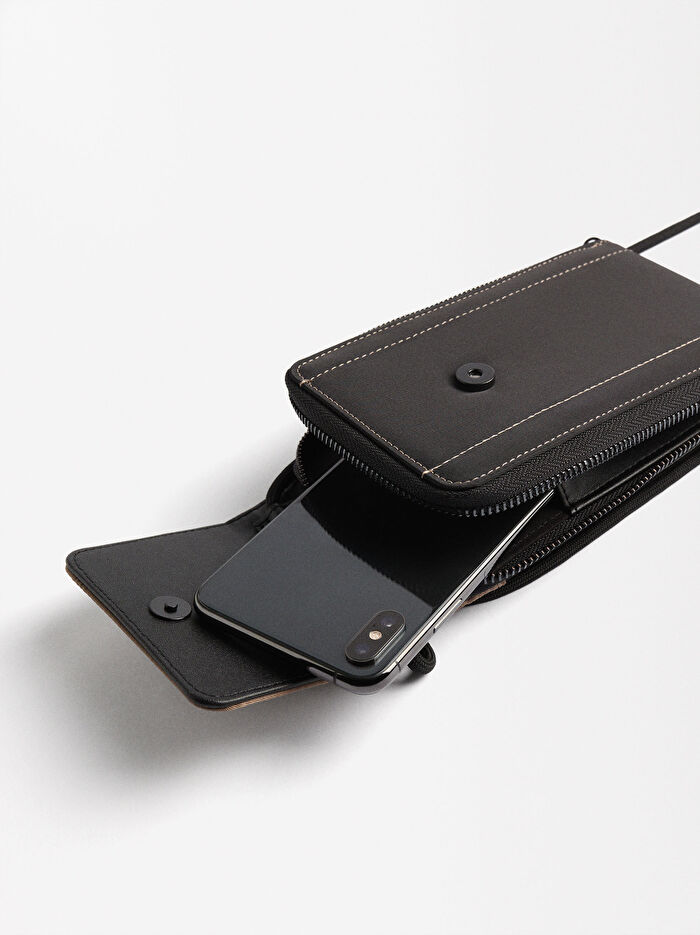 Teknik Kumaş Renk Bloklu Telefon Kılıfı