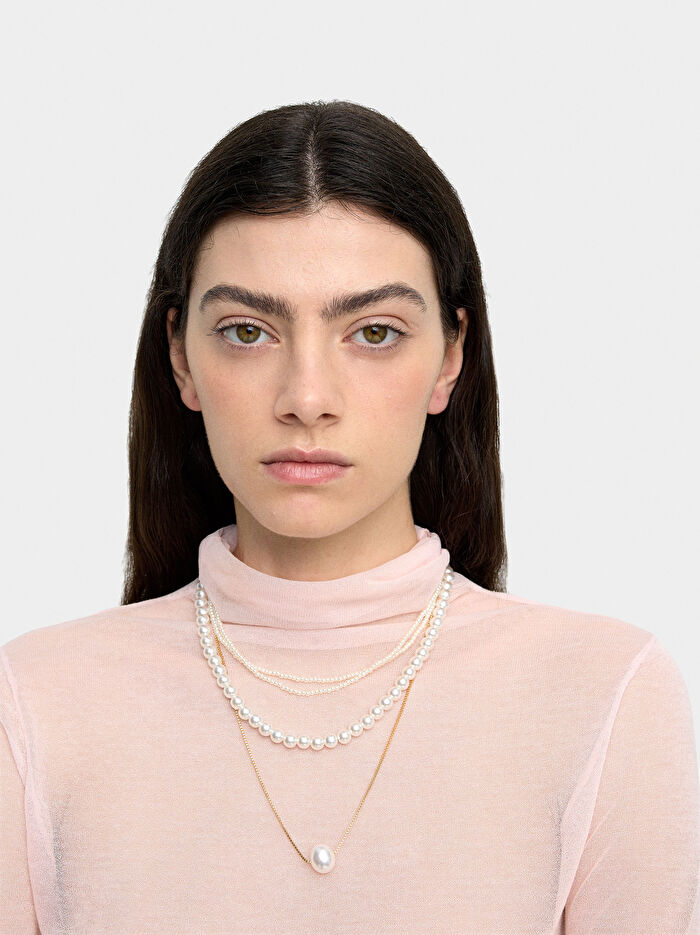 İncili Kısa Kolye Seti